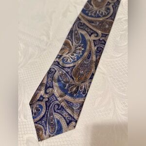 Alexander Lloyd Extra‑Long Paisley Tie 64” Blue Brown